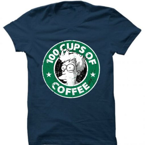 100 CUPS OF COFFEE Blue Naval T shirts