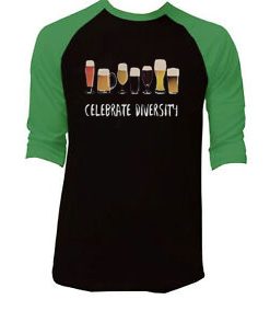 Celebrate Diversity Black Green Raglan T shirts