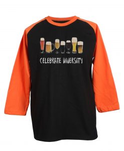 Celebrate Diversity Black Orange Raglan T shirts
