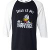 Donald Duck This Is My Happy Face Black White Raglan Tshirts