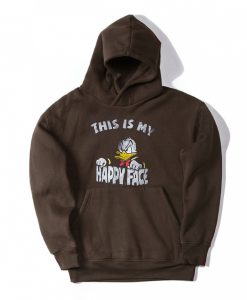 Donald Duck This Is My Happy Face Brown Hoodie