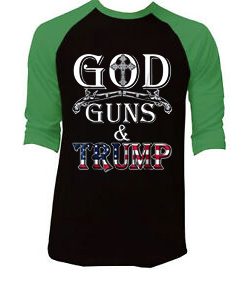 GOD GUN AND TRUMP Black Green Raglan T shirts
