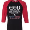 GOD GUN AND TRUMP Black Red Raglan T shirts