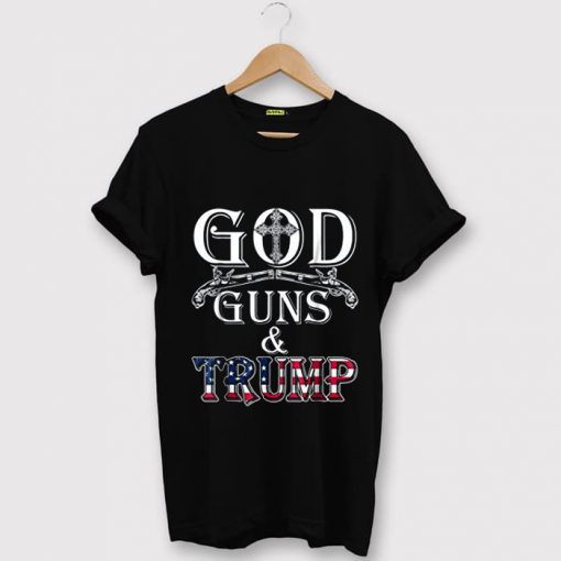 GOD GUN AND TRUMP Black T shirts