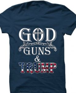 GOD GUN AND TRUMP Blue Navy T shirts