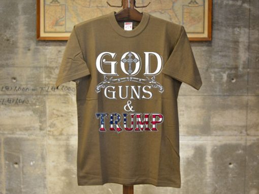 GOD GUN AND TRUMP Brown T shirts