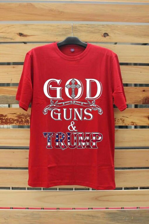 GOD GUN AND TRUMP Red T shirts