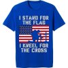 I Stand for the Flag I Kneel Patriotic Military Blue T shirts