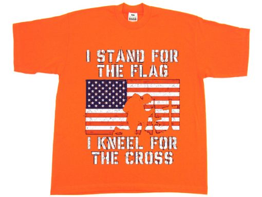 I Stand for the Flag I Kneel Patriotic Military Orange Tshirts