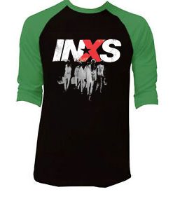 INXS in excess Michael Hutchence The Farriss Brothers Black Green Raglan T shirts