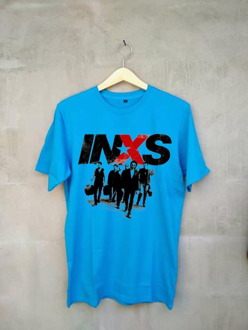 INXS in excess Michael Hutchence The Farriss Brothers Blue T shirts