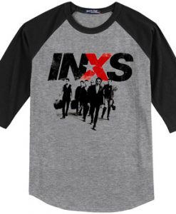 INXS in excess Michael Hutchence The Farriss Brothers Grey Black Raglan T shirts