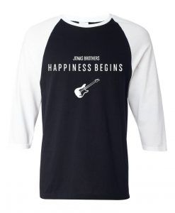 Jonas Brothers Happiness Begins by Guitars Black White Raglan Tshirts