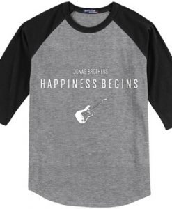 Jonas Brothers Happiness Begins by Guitars Grey Black Raglan Tshirts