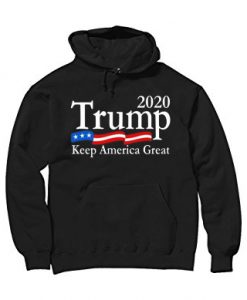 Trump 2020 Keep America Great USA Flag Black Hoodie