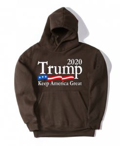Trump 2020 Keep America Great USA Flag Brown Hoodie