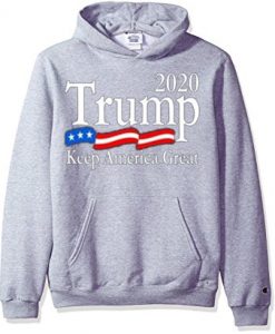 Trump 2020 Keep America Great USA Flag Grey Hoodie