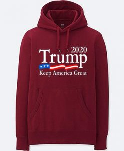 Trump 2020 Keep America Great USA Flag Maroon Hoodie