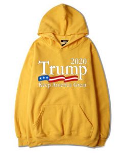 Trump 2020 Keep America Great USA Flag Yellow Hoodie