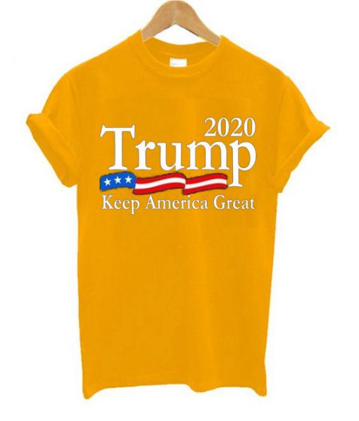 Trump 2020 Keep America Great USA Flag Yellow T shirts