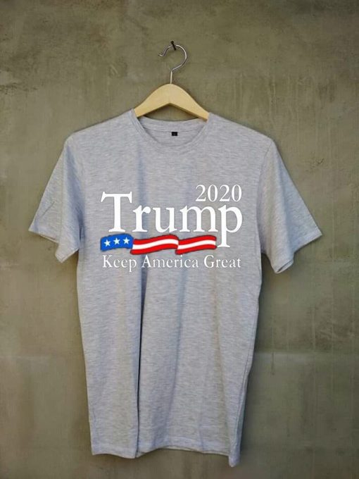 Trump 2020 Keep America Great USA Flag grey T shirts