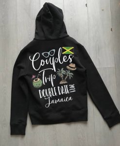 Couples Trip Double Date Jamaica Black Hoodie Back