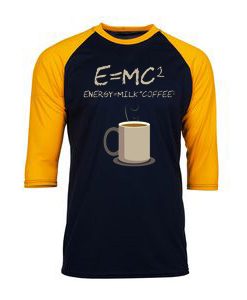 E=mc2 Coffee Energy Milk Black Yellow Raglan T shirts