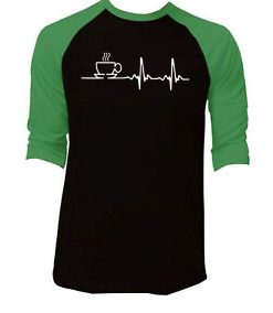 Graphic Coffee Black Green Raglan T shirts