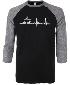 Graphic Coffee Black Grey Raglan T shirts