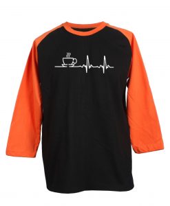 Graphic Coffee Black Orange Raglan T shirts
