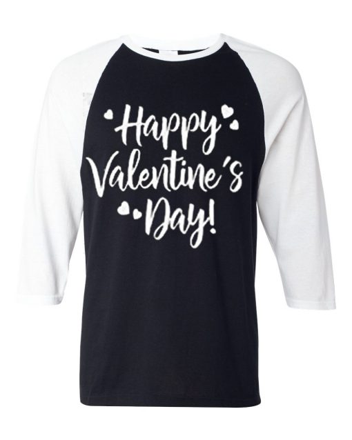 Happy Valentine Days Black White Raglan Tees