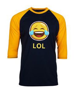 LOL Emticon Black Yellow Raglan T shirts