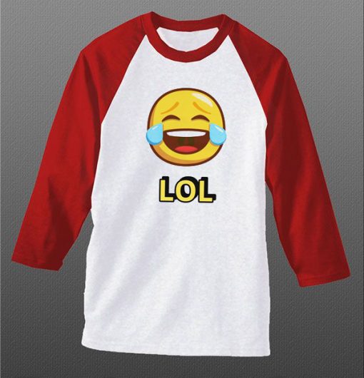 LOL Emticon Whie Red Raglan T shirts