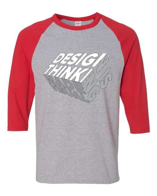 Design is Thinkning Made Visual Grey Red Raglan T shirts