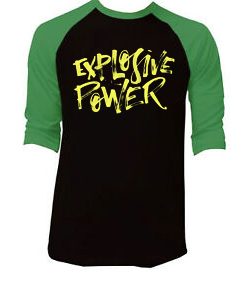 Explosive Power Black Green Raglan T shirts