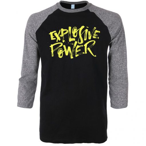 Explosive Power Black Grey Raglan T shirts