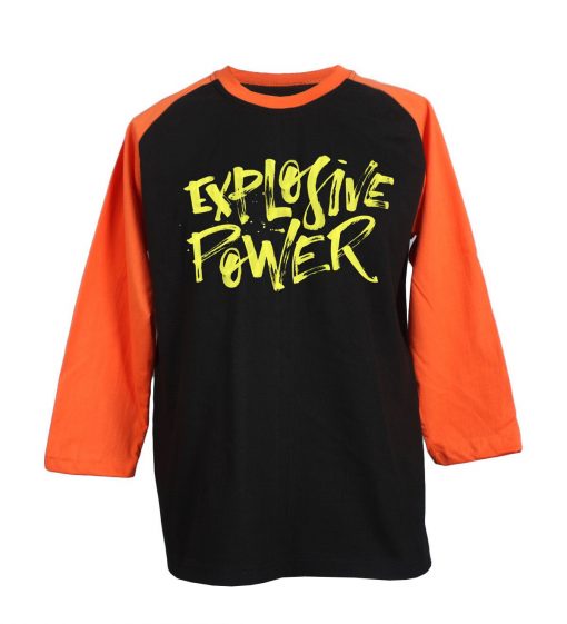 Explosive Power Black Orange Raglan T shirts