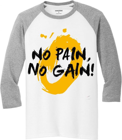 No Pain No Gain White Grey Raglan Tees