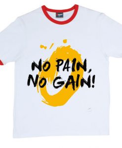No Pain No Gain White Red Ringer T shirts