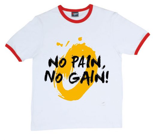 No Pain No Gain White Red Ringer T shirts