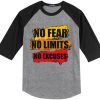 No Fear No Limits No Excuse Grey Black Raglan T shirts