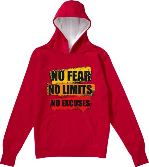 No Fear No Limits No Excuse Red Hoodie