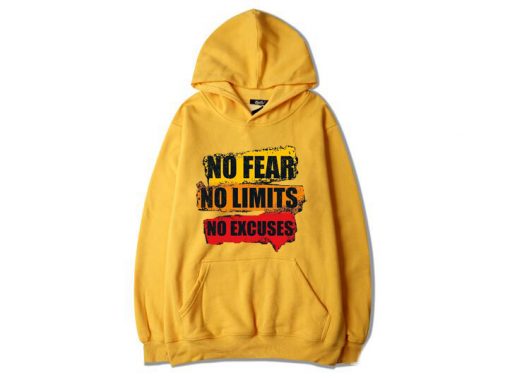 No Fear No Limits No Excuse Yellow Hoodie