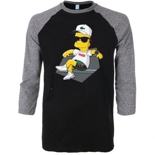 Bart Simpson Stay Black Grey Raglan T shirts