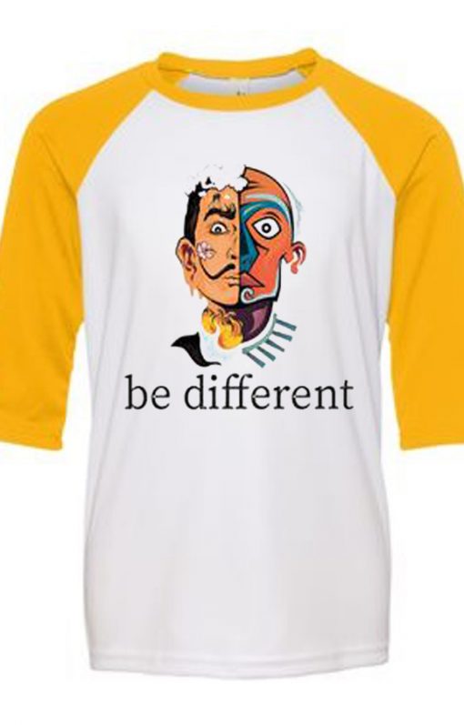 Be different White Yellow Raglan T shirts