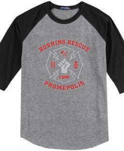 Burning Rescue FDPP Grey Black Raglan T shirts