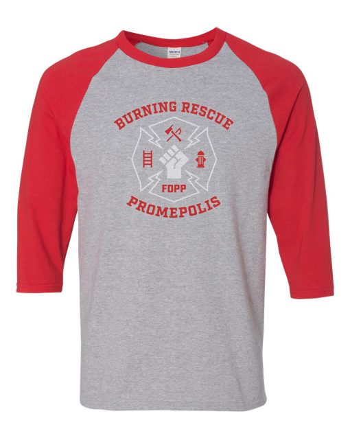 Burning Rescue FDPP Grey Red Raglan T shirts