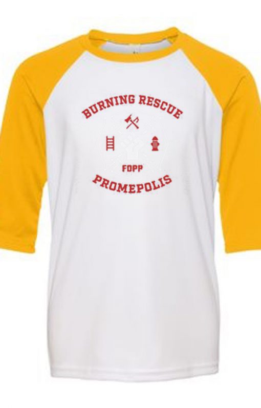 Burning Rescue FDPP White Yellow Raglan T shirts