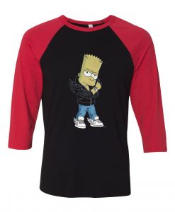 Designer Bart Simpson Black Red Raglan T shirts