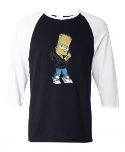 Designer Bart Simpson Black White Raglan T shirts
